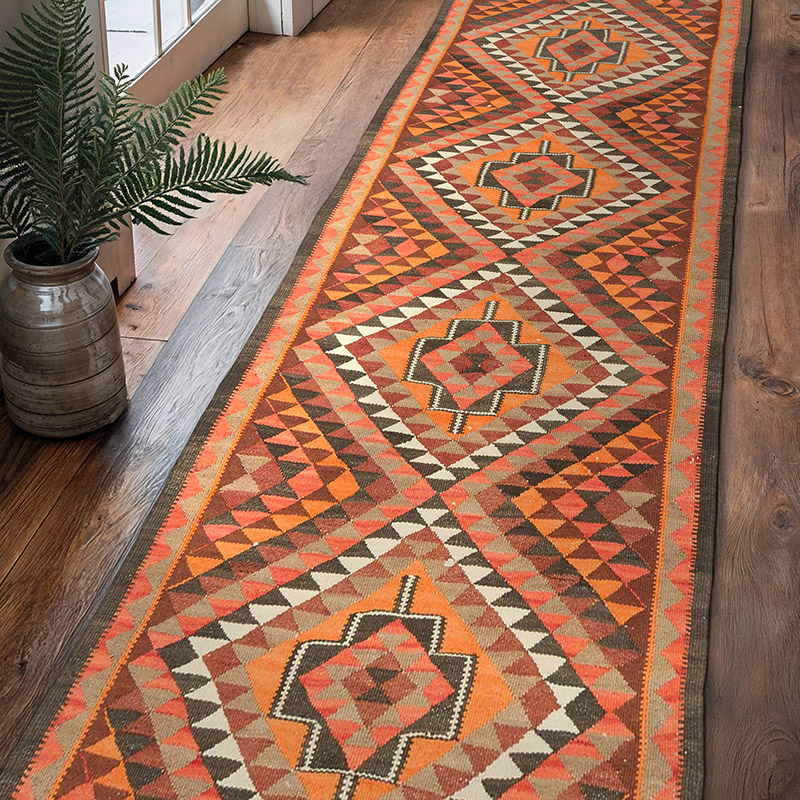 Corredor Vintage Herki Kilim - 93 cm x 331 cm - K0085308