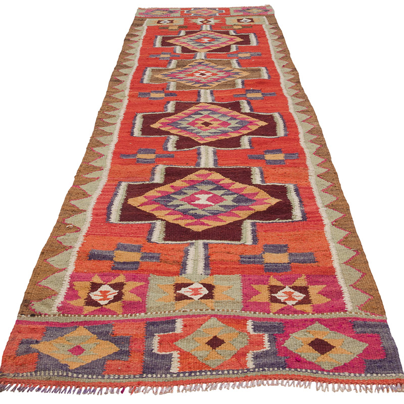 Vintage Herki Kilim Yolluk - 98 cm x 345 cm - K0085312