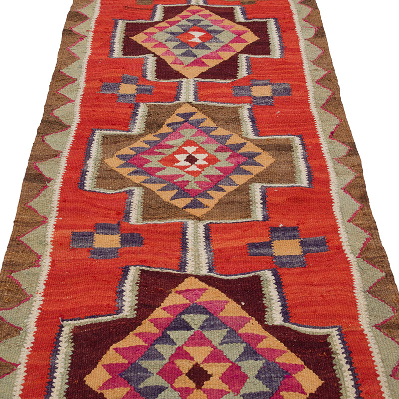 Vintage Herki Kilim Yolluk - 98 cm x 345 cm - K0085312