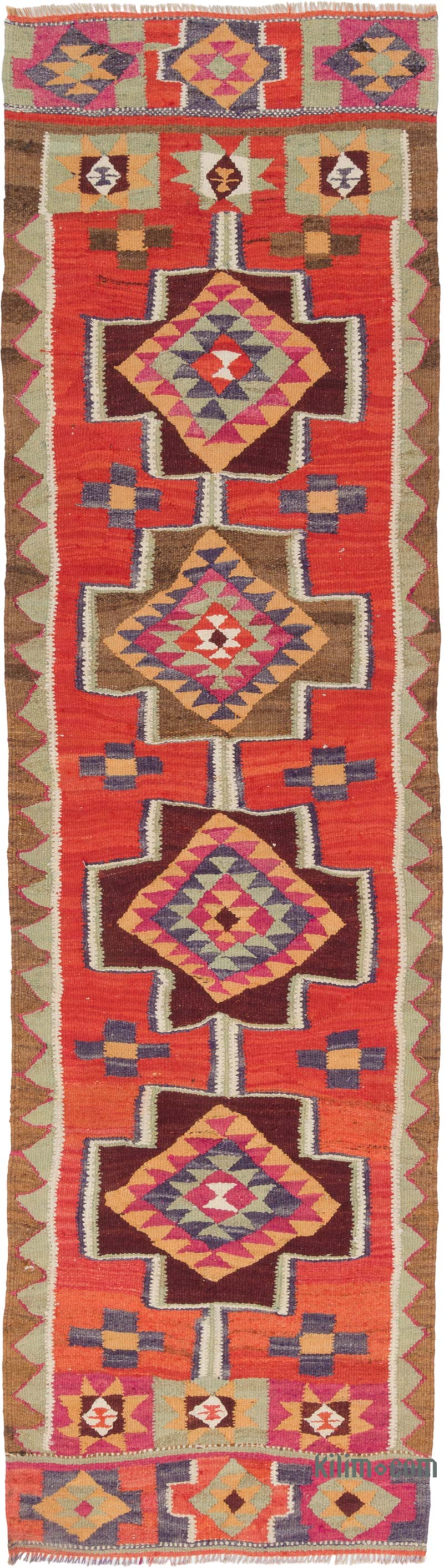 Vintage Herki Kilim Yolluk - 98 cm x 345 cm - K0085312
