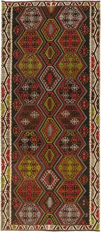 Vintage Corum Kilim Rug - 6' 5" x 14' 8" (77" x 176")