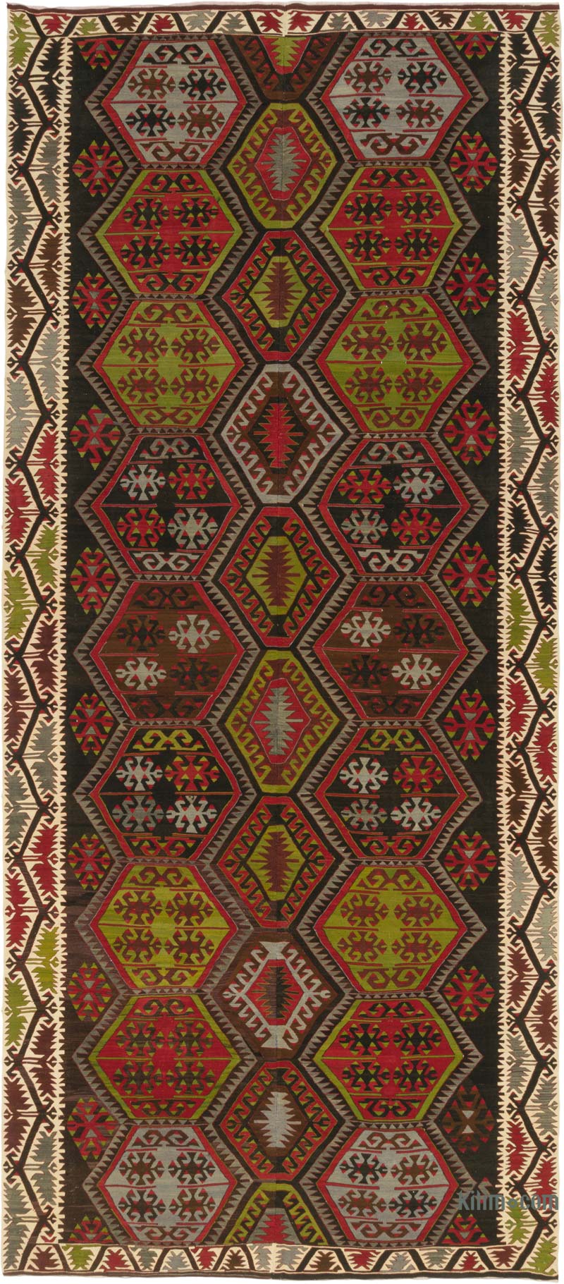 Vintage Corum Kilim Rug - 6' 5" x 14' 8" (77" x 176") - K0085319