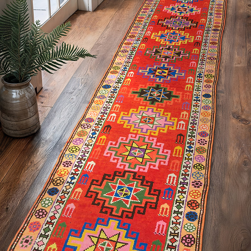 Alfombra Vintage de pasillo - 85 cm x 374 cm - K0085331
