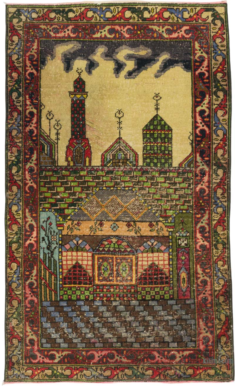 Vintage Turkish Hand-Knotted Rug - 3' 3" x 5' 5" (39" x 65") - K0085393