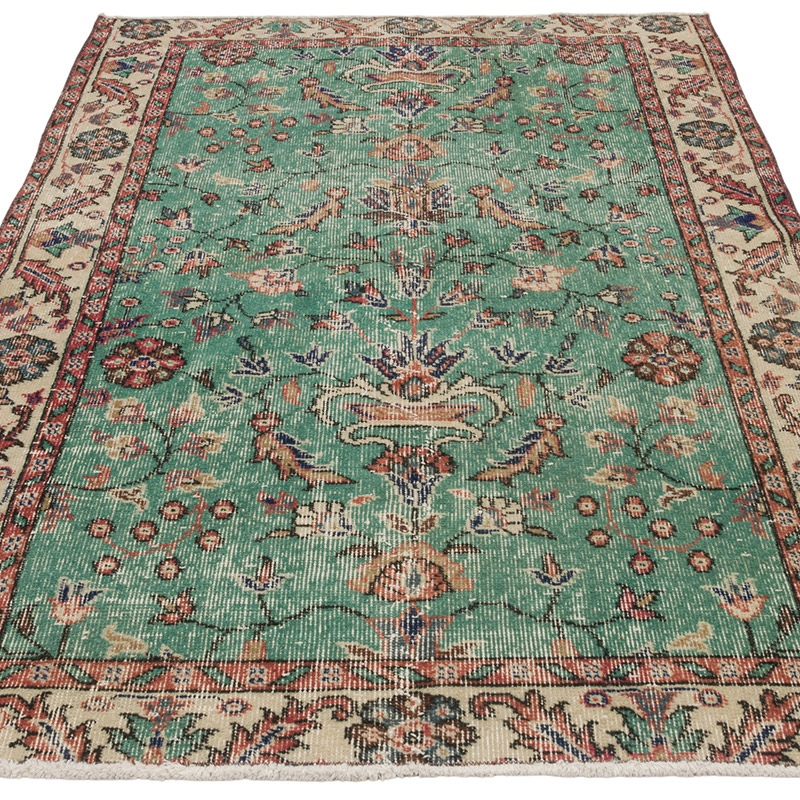 Alfombra Vintage Turca Anudada a Mano - 115 cm x 185 cm - K0085394
