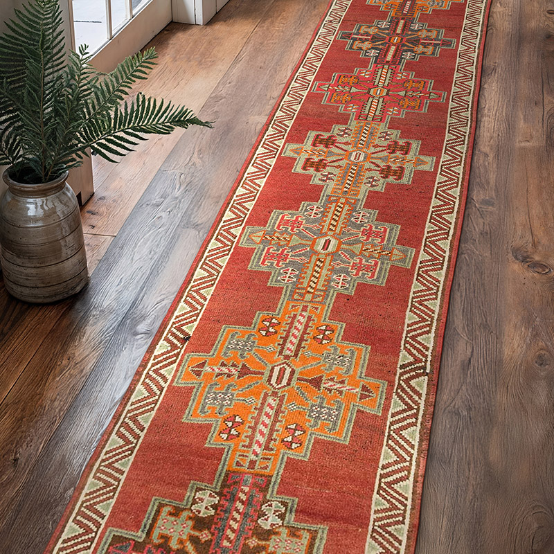 Alfombra Vintage de pasillo - 88 cm x 422 cm - K0085488