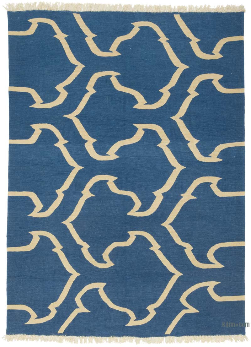 New Handwoven Turkish Kilim Rug - 6' 6" x 8' 10" (78" x 106") - K0085503