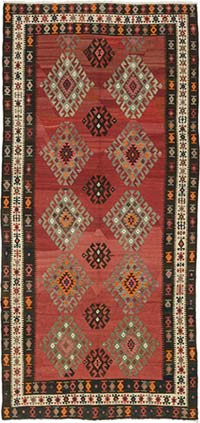 Vintage Bayburt Kilim Rug - 6' 2" x 13' 2" (74" x 158")