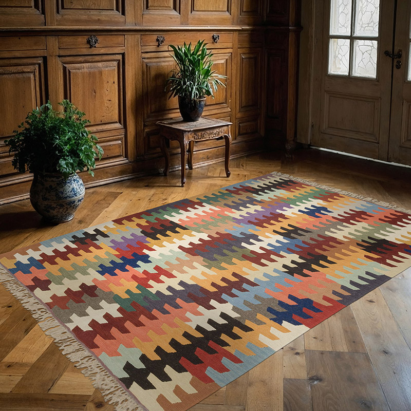 New Handwoven Turkish Kilim Rug - 5' 1" x 7' 3" (61" x 87") - K0085518