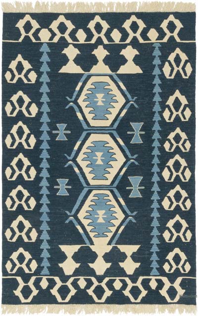 New Handwoven Turkish Kilim Rug - 4' 2" x 6' 3" (50" x 75")
