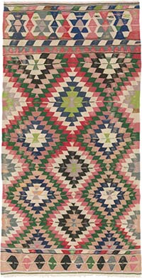 Vintage Turkish Kilim Rug - 4' 1" x 7' 10" (49" x 94")