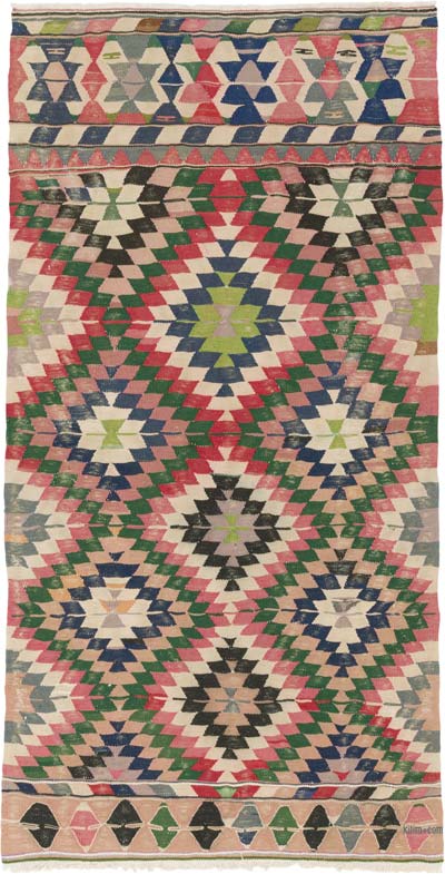 Vintage Turkish Kilim Rug - 4' 1" x 7' 10" (49" x 94")