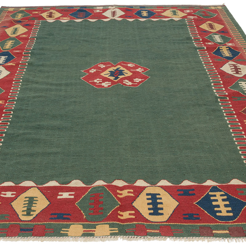 New Handwoven Turkish Kilim Rug - 5' 7" x 7' 5" (67" x 89") - K0085542