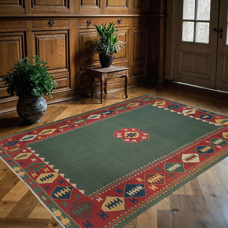 New Handwoven Turkish Kilim Rug - 5' 7" x 7' 5" (67" x 89") - K0085542