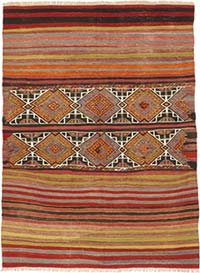 Vintage Afyon Kilim Rug - 3' 9" x 5' 1" (45" x 61")