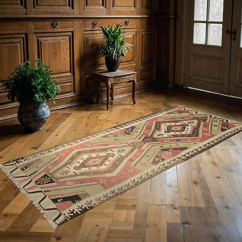 Vintage Kirsehir Kilim Rug - 3' 7" x 8'  (43" x 96") - K0085556