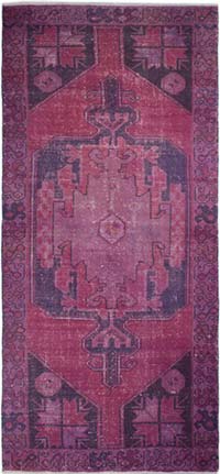 Boyalı El Dokuma Vintage Halı - 118 cm x 268 cm