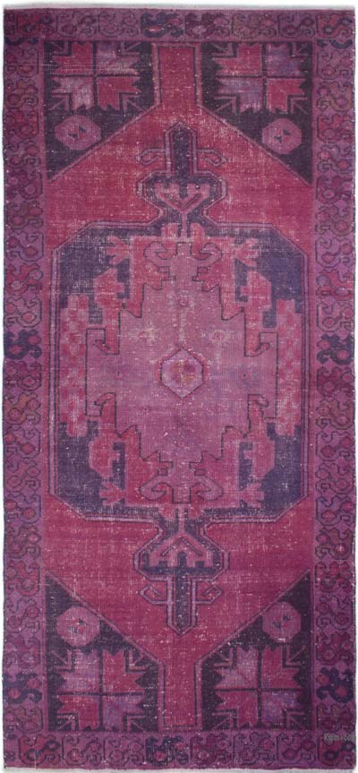 Boyalı El Dokuma Vintage Halı - 118 cm x 268 cm