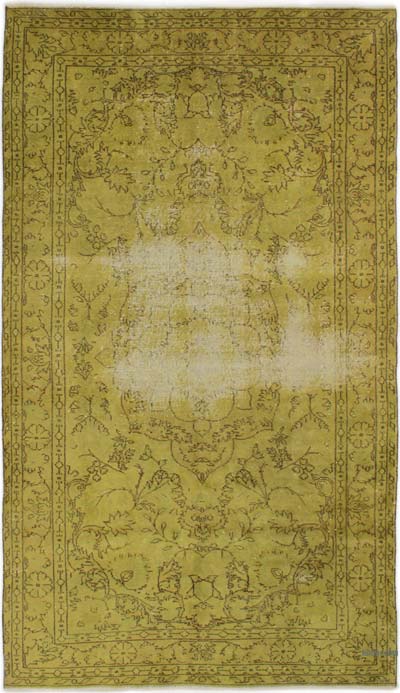 Boyalı El Dokuma Vintage Halı - 143 cm x 257 cm