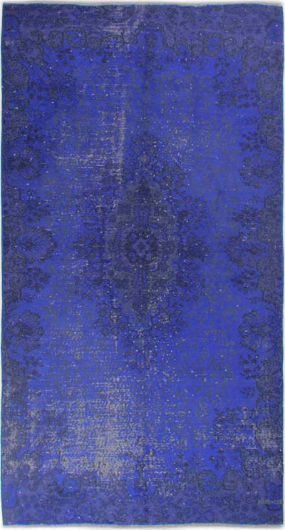 Boyalı El Dokuma Vintage Halı - 145 cm x 274 cm