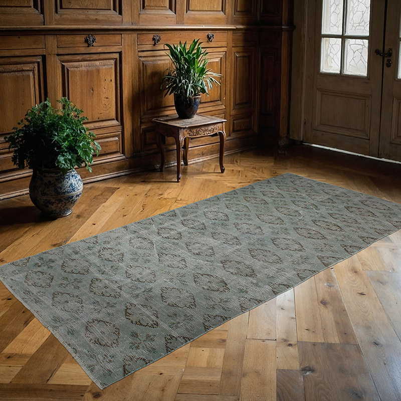 Boyalı El Dokuma Vintage Halı - 108 cm x 228 cm - K0085607