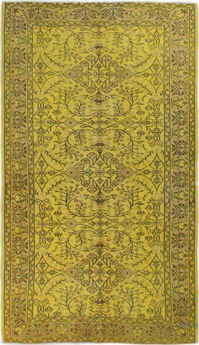 Boyalı El Dokuma Vintage Halı - 145 cm x 255 cm