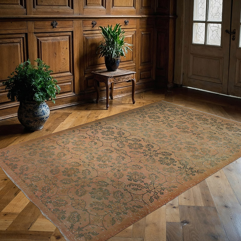 Over-dyed Vintage Hand-Knotted Turkish Rug - 5' 8" x 8' 9" (68" x 105") - K0085612