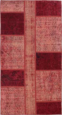 Patchwork Hand-Knotted Turkish Rug - 2' 7" x 4' 11" (31" x 59")