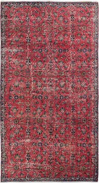 Vintage Turkish Hand-Knotted Rug - 120 cm x 224 cm