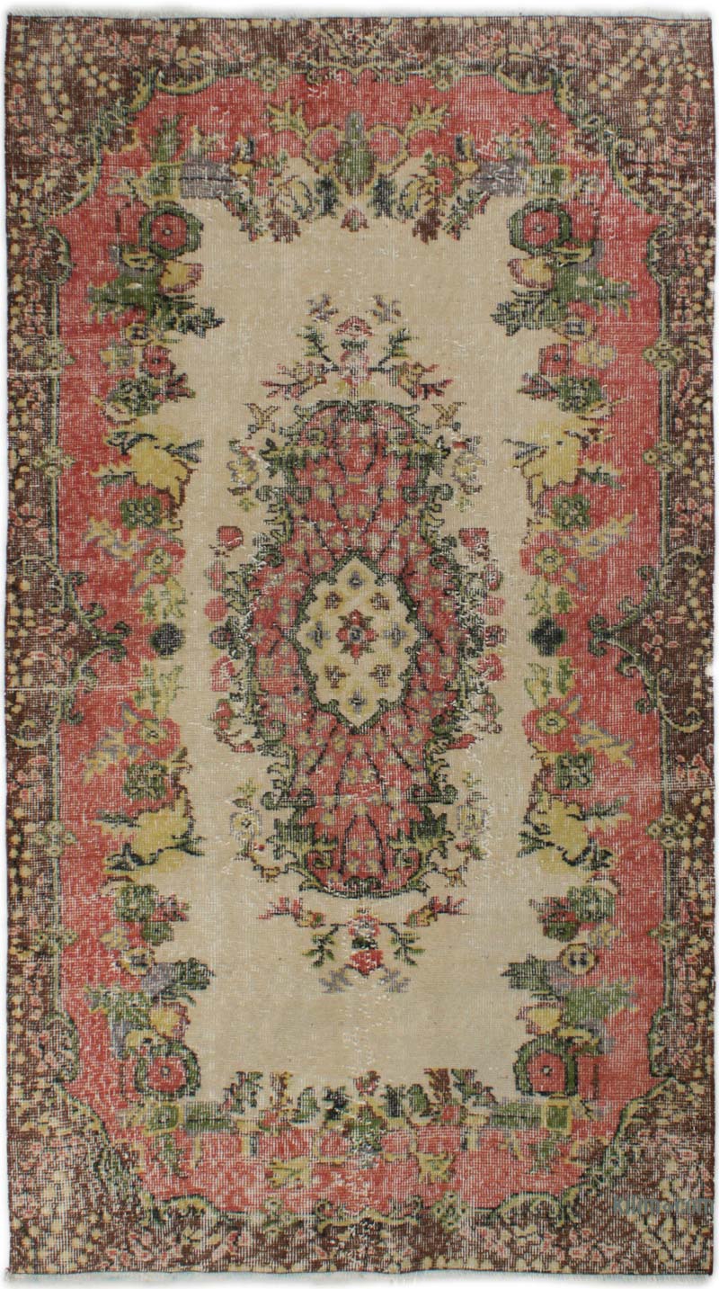 Alfombra Vintage Turca Anudada a Mano - 111 cm x 199 cm - K0085638