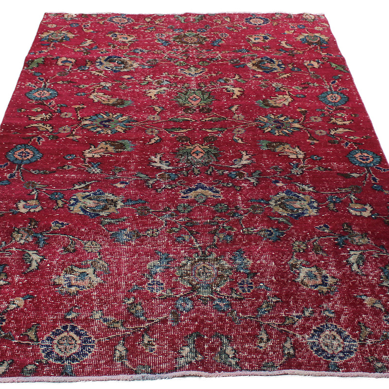 Alfombra Vintage Turca Anudada a Mano - 135 cm x 227 cm - K0085645