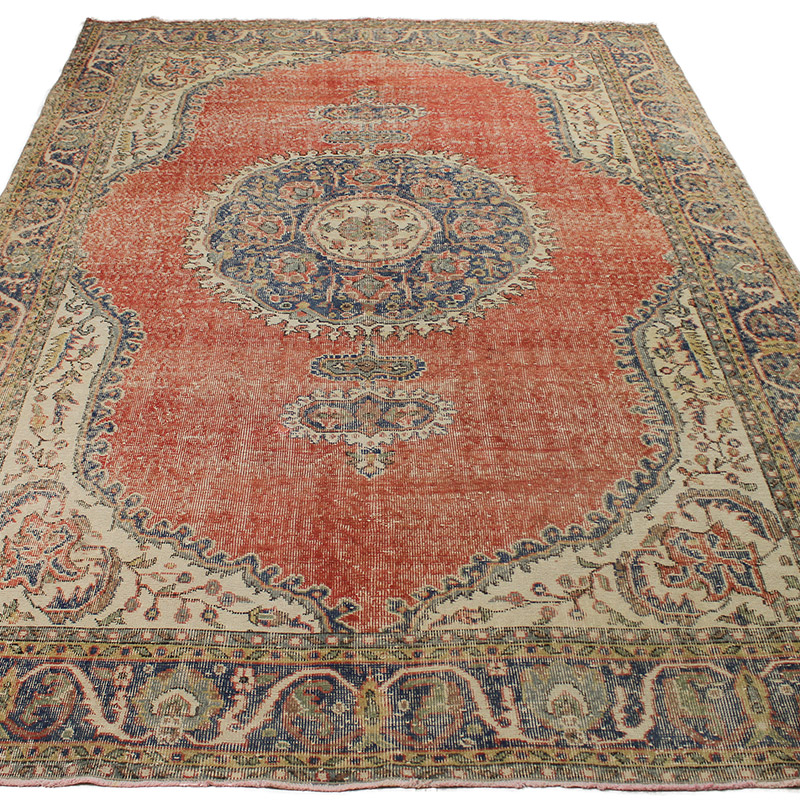 Alfombra Vintage Turca Anudada a Mano - 212 cm x 317 cm - K0085664