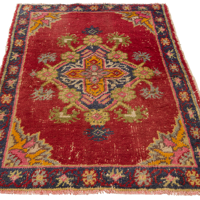 Alfombra Vintage Turca Anudada a Mano - 80 cm x 127 cm - K0085692
