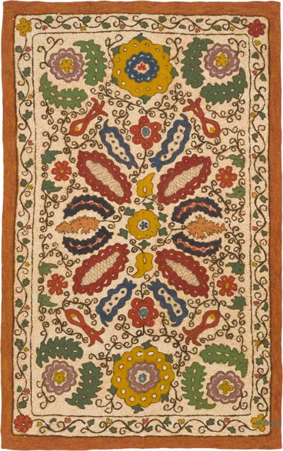 Vintage Turkish Felt Rug - 4' 9" x 7' 9" (57" x 93")