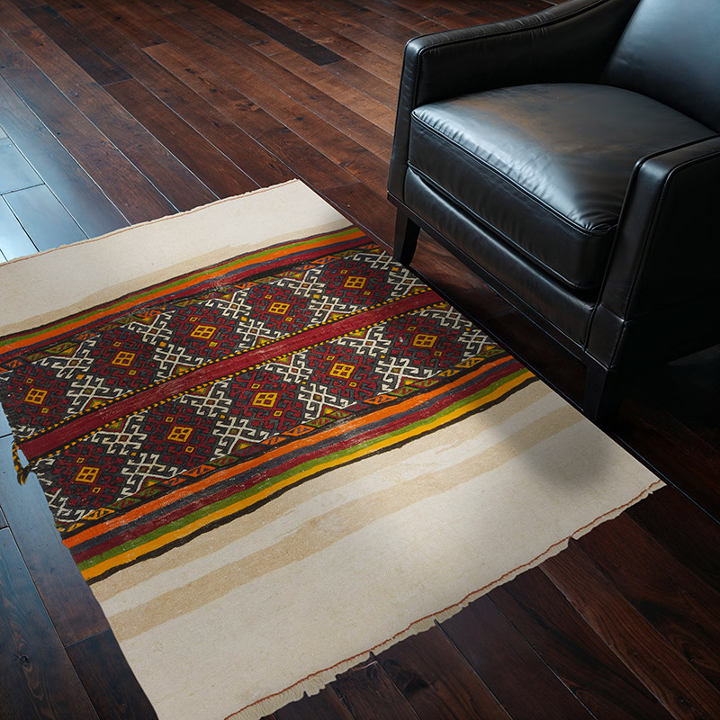 Vintage Sivas Kilim Rug - 3' 8" x 4' 4" (44" x 52") - K0085720
