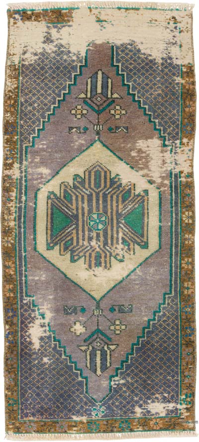 Alfombra Vintage Turca Anudada a Mano - 47 cm x 103 cm