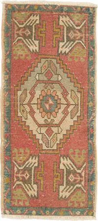 Alfombra Vintage Turca Anudada a Mano - 47 cm x 105 cm