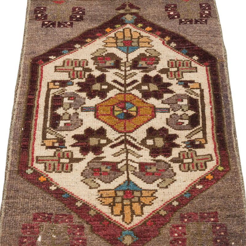 Alfombra Vintage Turca Anudada a Mano - 41 cm x 91 cm - K0085736