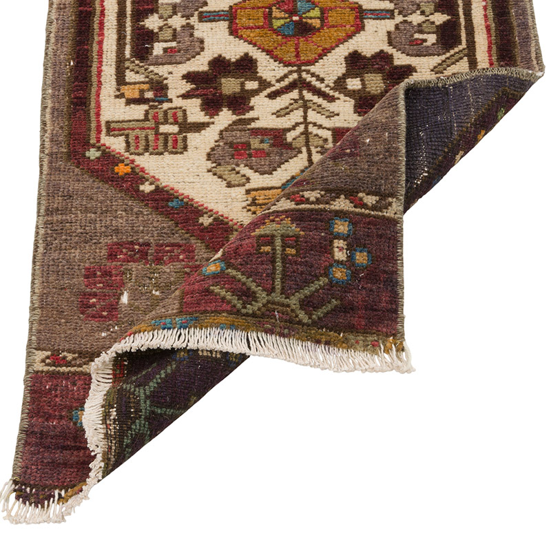 Alfombra Vintage Turca Anudada a Mano - 41 cm x 91 cm - K0085736