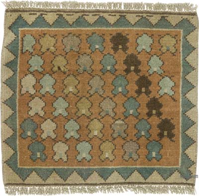 El Dokuma Vintage Halı - 60 cm x 55 cm