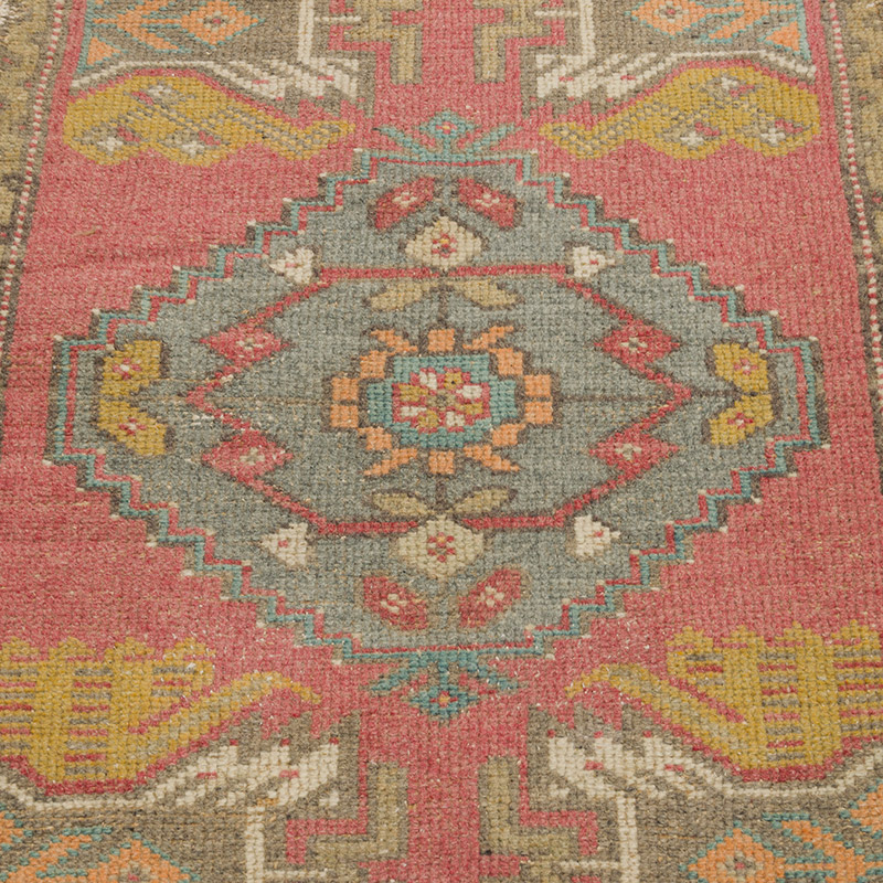 Alfombra Vintage Turca Anudada a Mano - 54 cm x 96 cm - K0085741