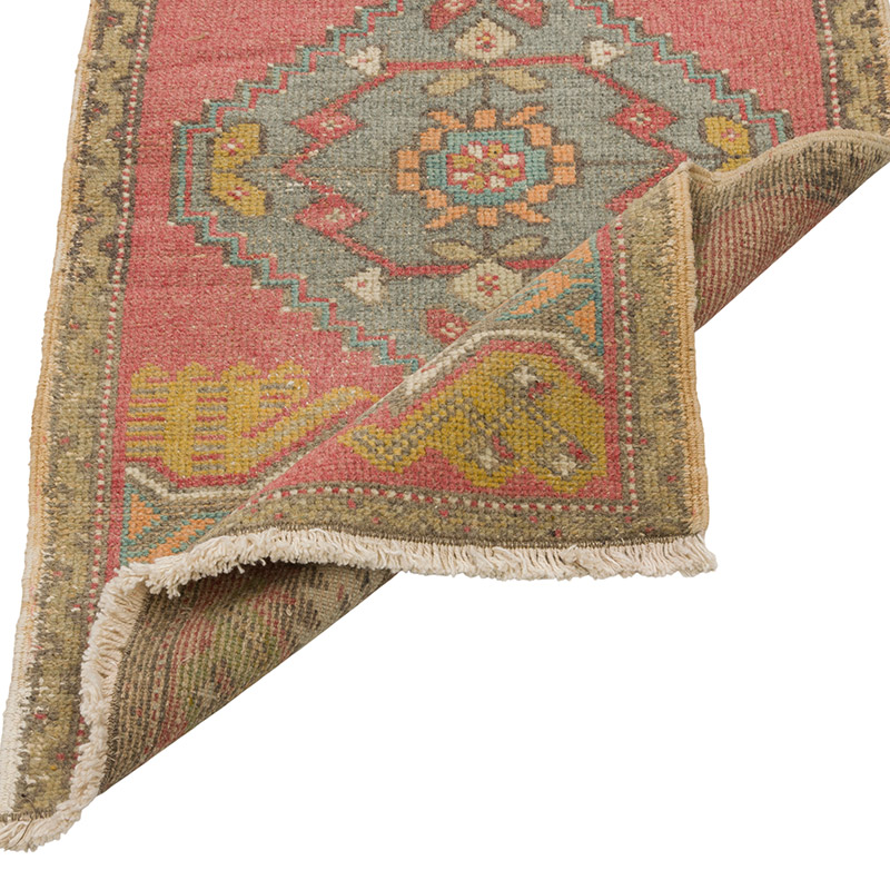 Alfombra Vintage Turca Anudada a Mano - 54 cm x 96 cm - K0085741