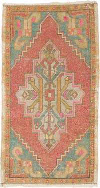 Alfombra Vintage Turca Anudada a Mano - 51 cm x 94 cm