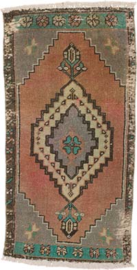 El Dokuma Vintage Halı - 46 cm x 89 cm