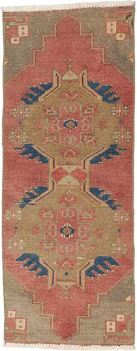 Alfombra Vintage Turca Anudada a Mano - 41 cm x 102 cm