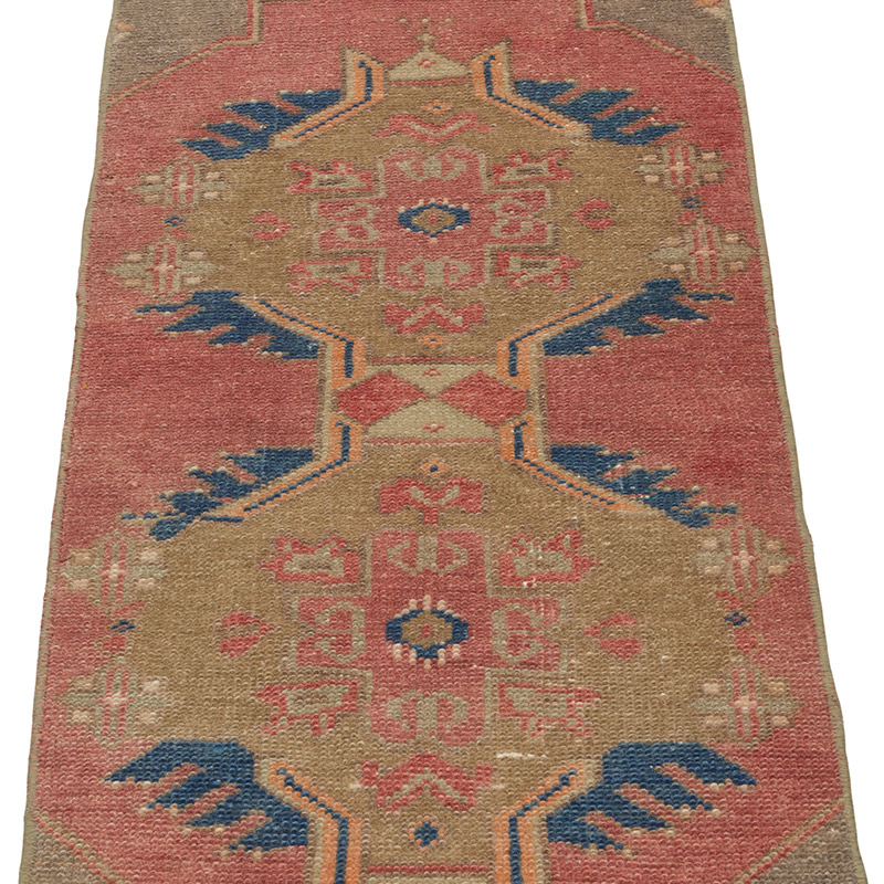 Alfombra Vintage Turca Anudada a Mano - 41 cm x 102 cm - K0085751