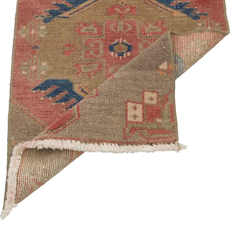 Alfombra Vintage Turca Anudada a Mano - 41 cm x 102 cm - K0085751