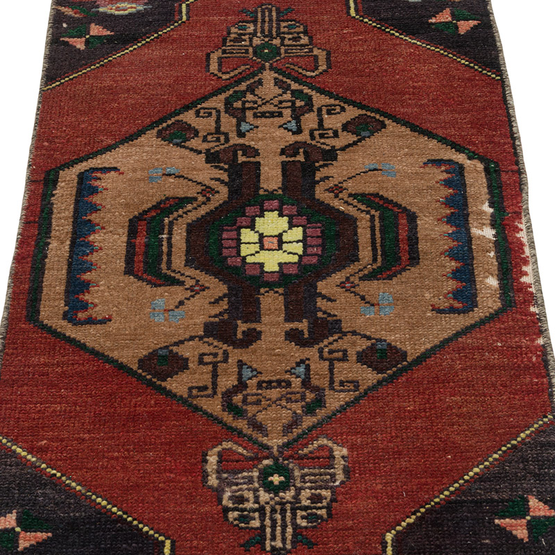 Alfombra Vintage Turca Anudada a Mano - 43 cm x 92 cm - K0085758