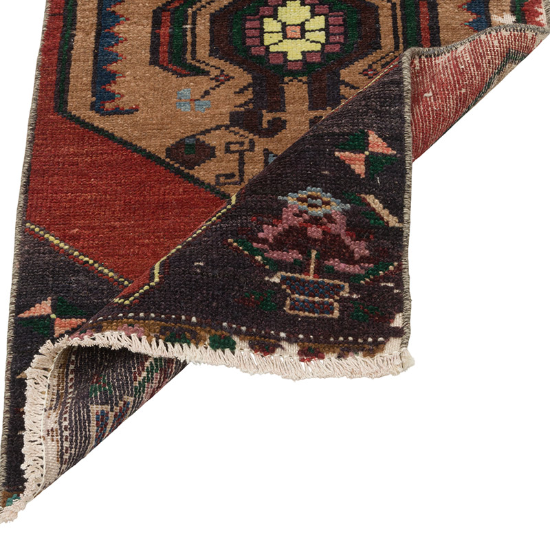 Alfombra Vintage Turca Anudada a Mano - 43 cm x 92 cm - K0085758