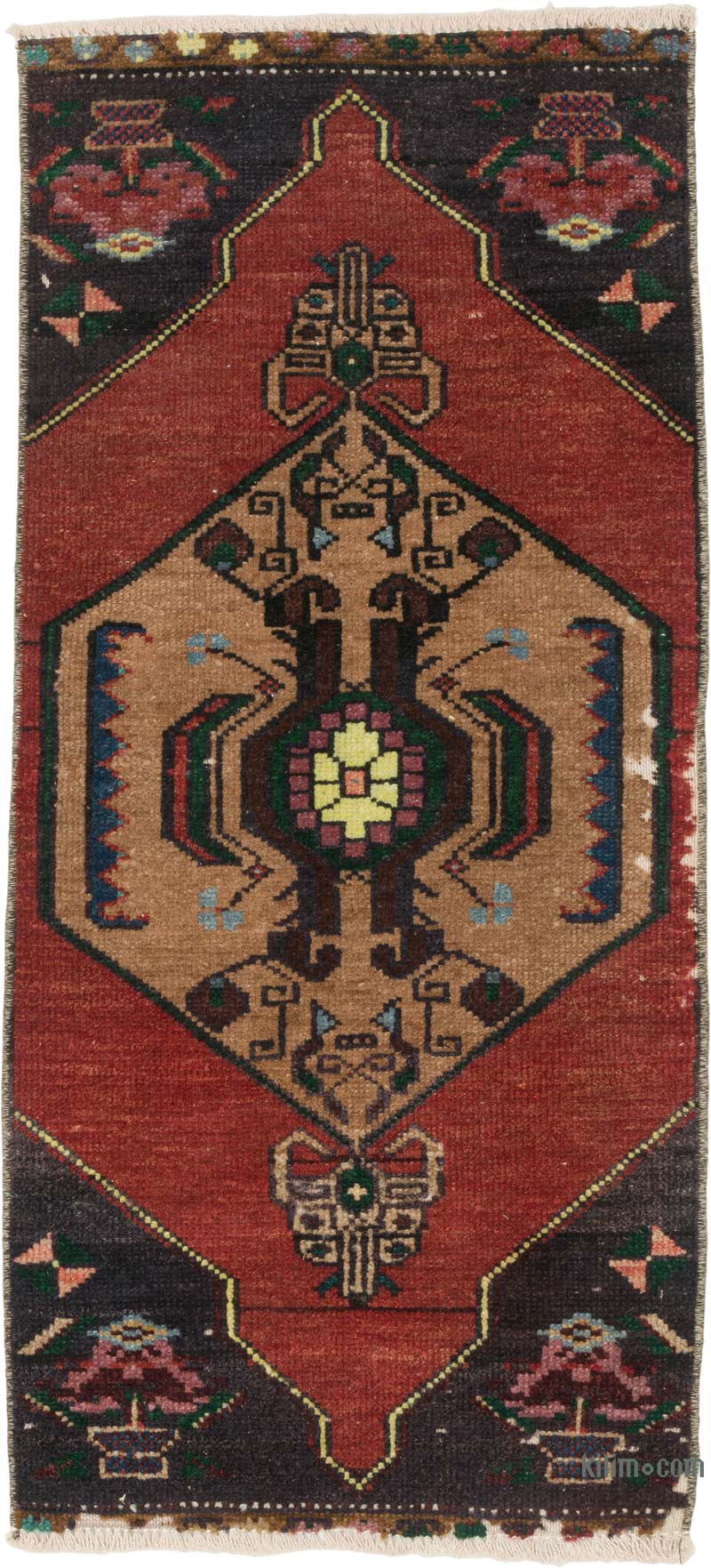 Alfombra Vintage Turca Anudada a Mano - 43 cm x 92 cm - K0085758